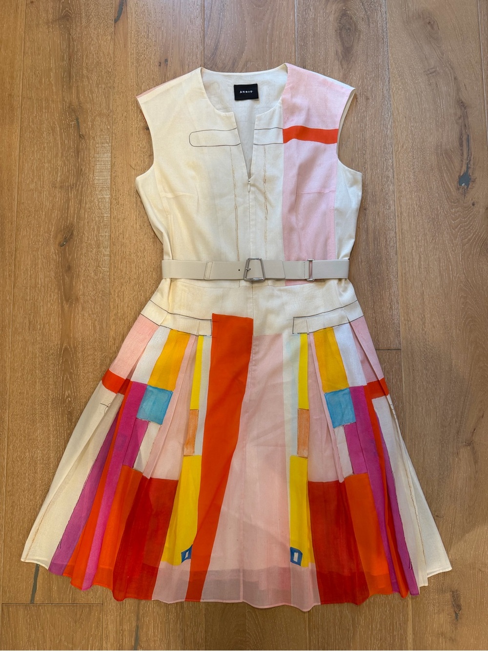 Akris Mural Print Dress with Belt - size 10